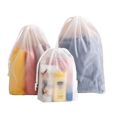 PE EVA Frosted Poly Drawstring Bags , Waterproof Small Plastic Drawstring Bags