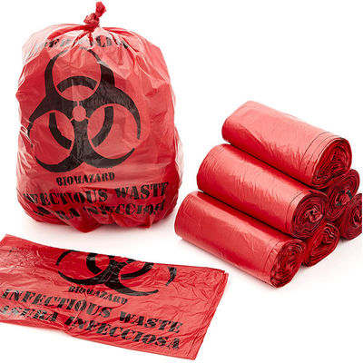生物分解性赤い19*23in Autoclavable Biohazardのごみ袋
